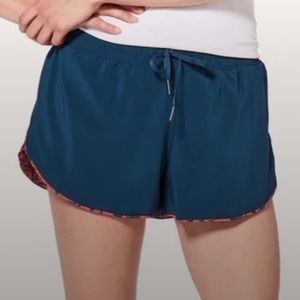 Lululemon Choose A Side Short- Reversible Navy Blue/Orange and Navy Floral